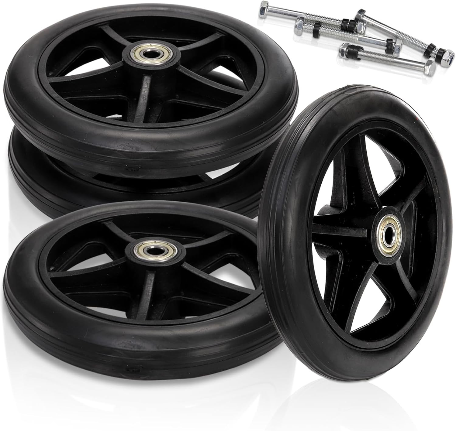 Covzoe 4 Pack 6 Inch Replacement Wheelchair Wheels, anti Slip Solid Walker Wheel
