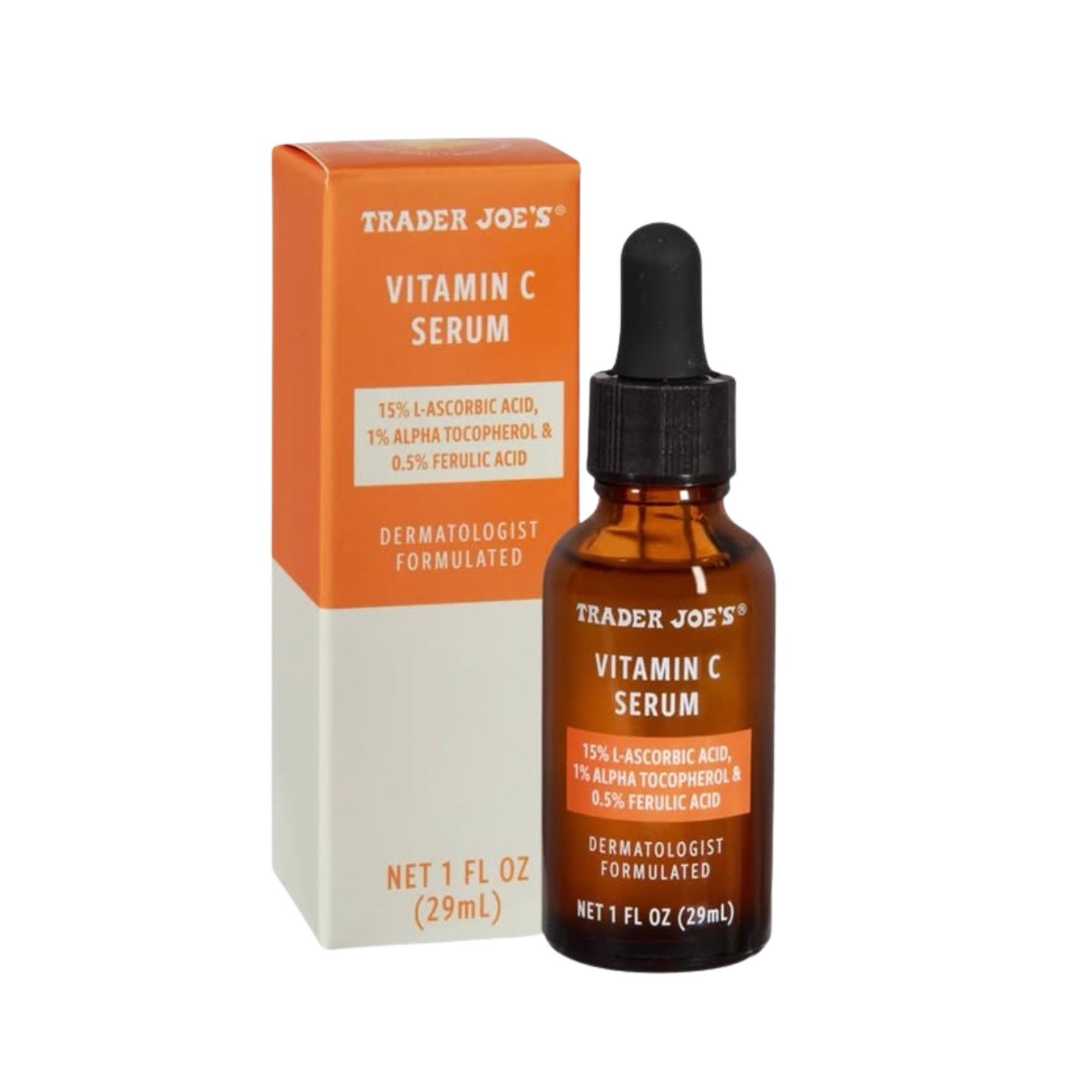 Trader Joe’s Vitamin C Serum Dermatologist Formulated, 1 fl oz/29 mL (2 Pack)
