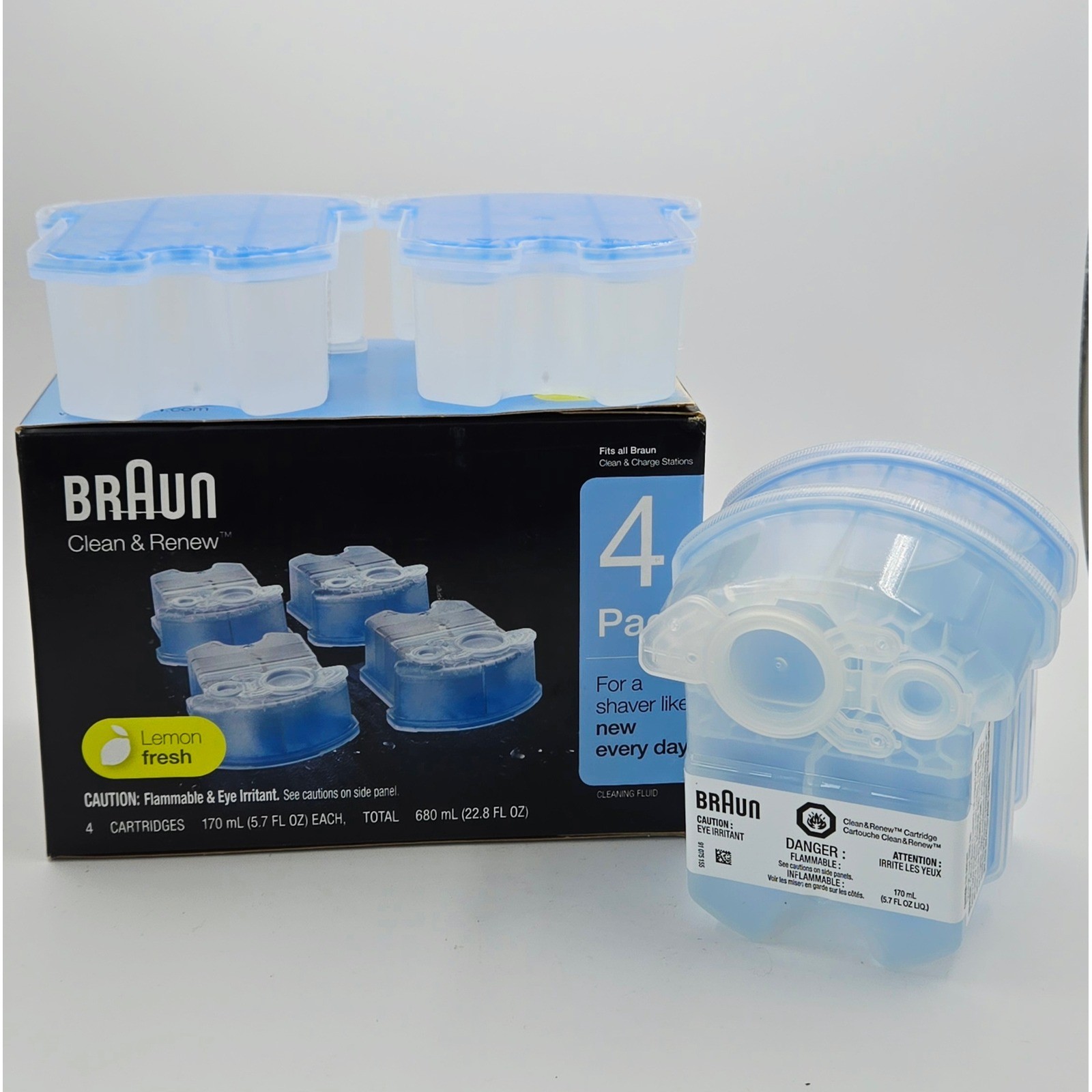 Braun Clean & Renew 4 Pack Shaver Refill Cartridges Lemon Fresh CCR4