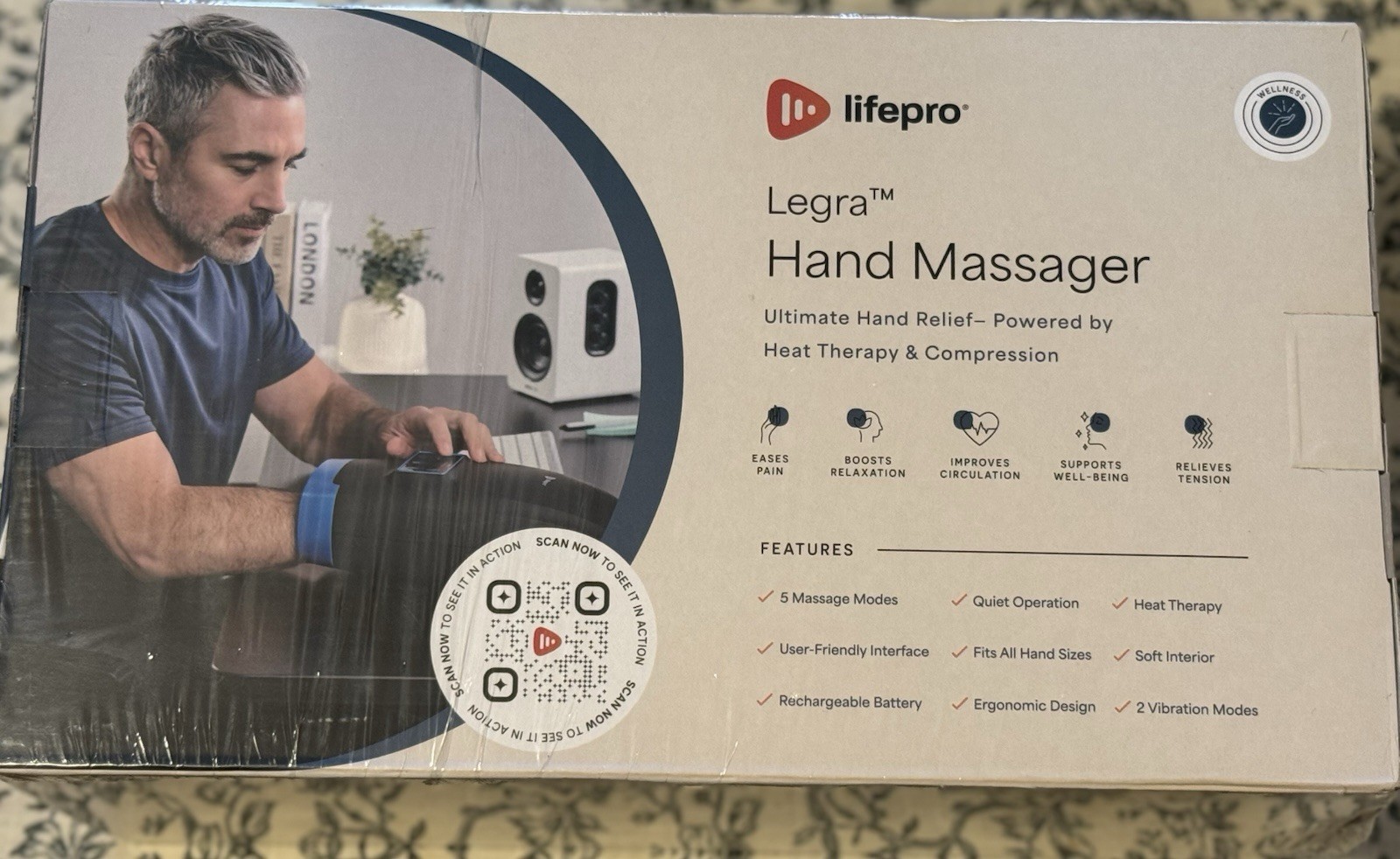 Lifepro Legra Hand & Wrist Massager Heat Air Compression Black