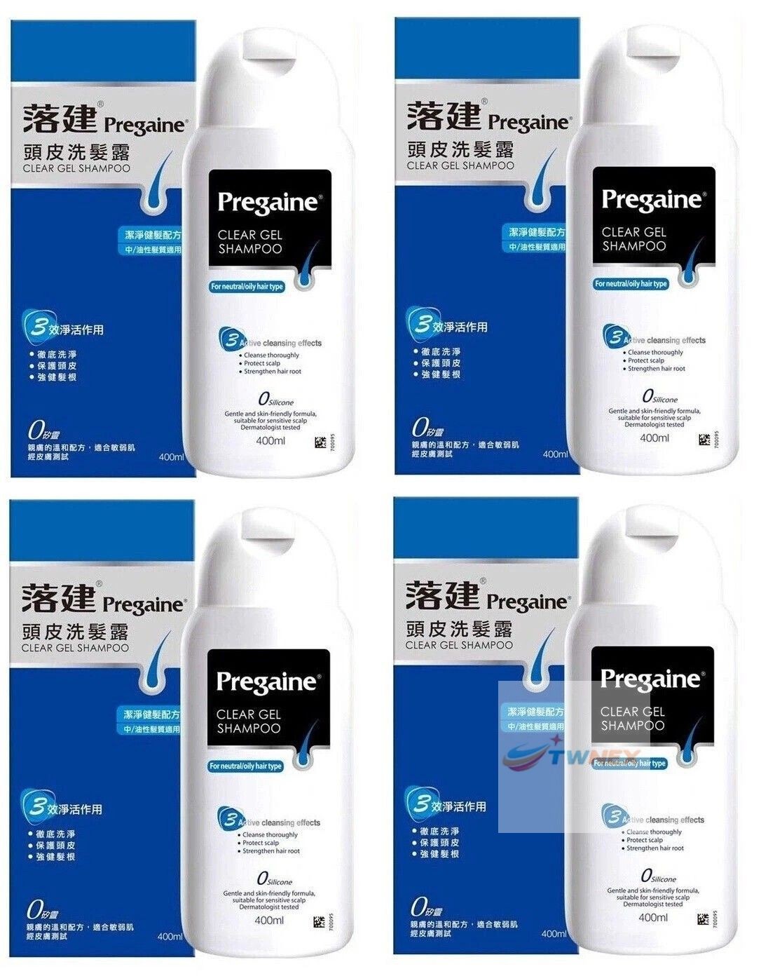 (4 PCS) NEW PREGAINE Clear Gel Shampoo for Thinning Hair & Hair Loss 400ml