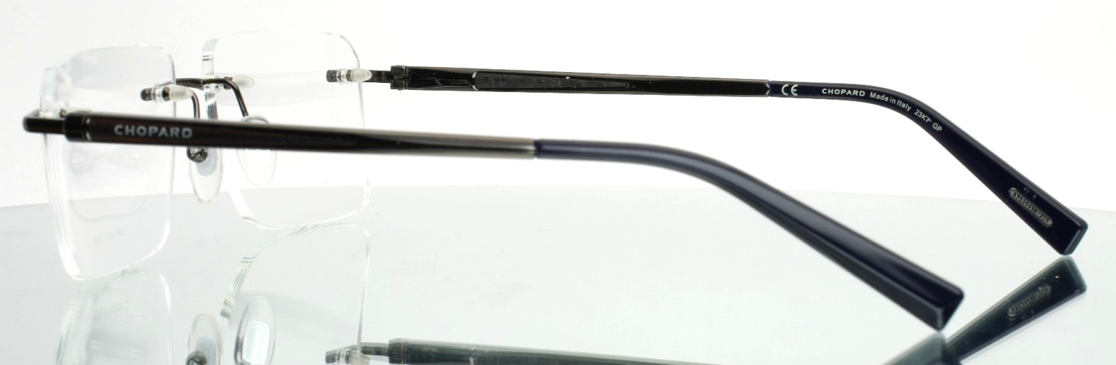CHOPARD VCHD20 0568 Gunmetal Mens Rectangle Rimless Eyeglasses 56-16-145 B:38