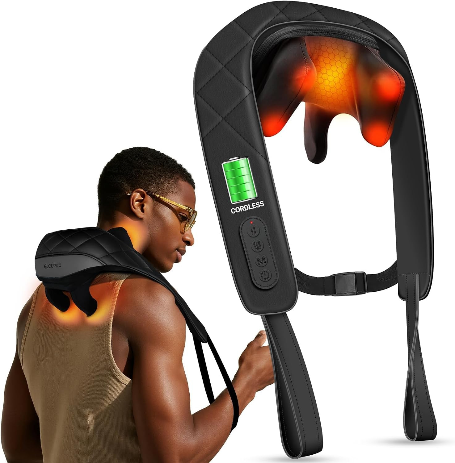 Cordless Neck Massager with Heat, HSA Store FSA Eligible 4D Shiatsu Shoulder Mas