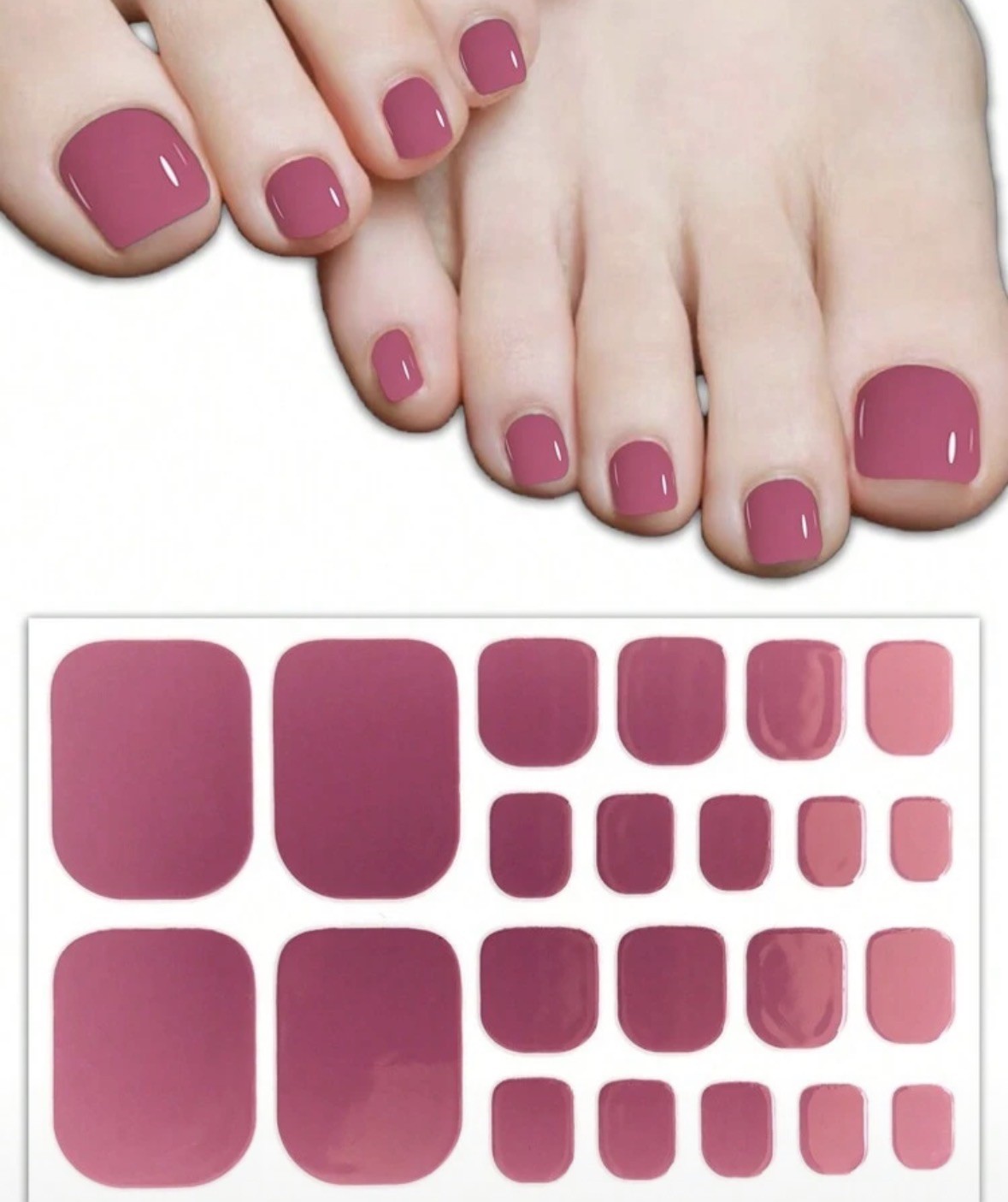 22 Toe Nail Art Stickers Solid Colour Full Cover Wraps DIY Pedicure Decal UK