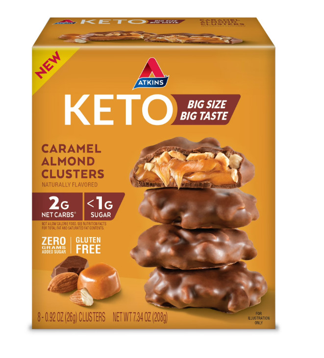Atkins Keto Caramel Almond , Keto Desserts, Low Sugar and Low Carb Snack 8 Ct