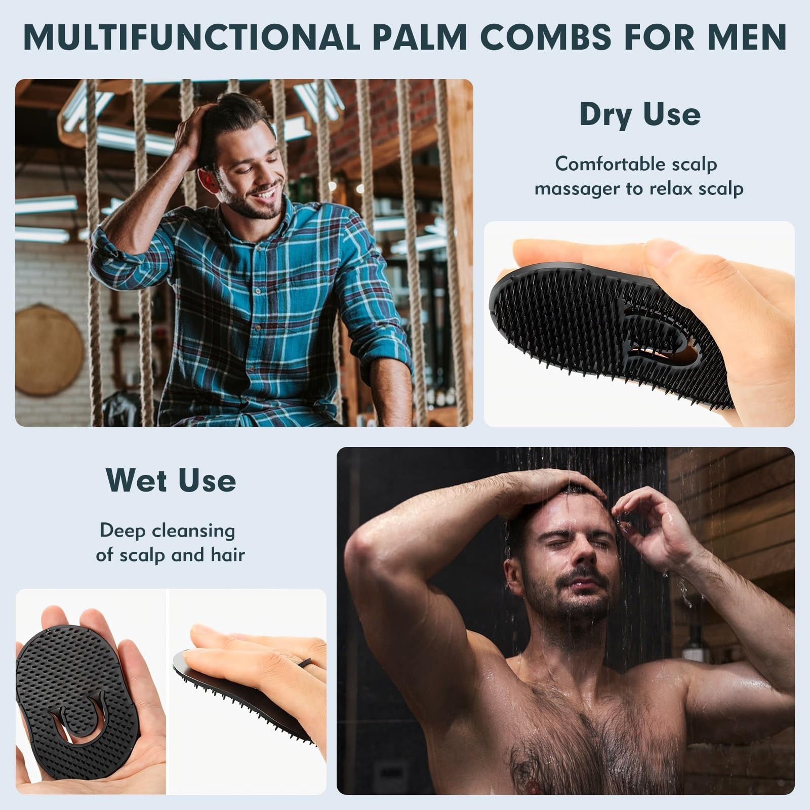 6Pcs Portable Pocket Combs for Men – Soft Round Hair & Scalp Massage Comb Set