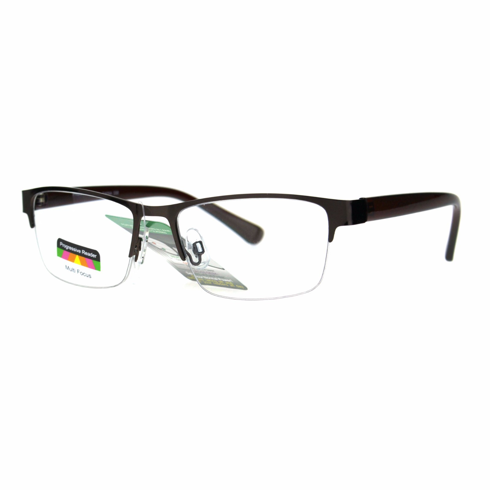 Multi Focus Progressive Reading Glasses 3 Powers in 1 Reader Rectangle Half Rim