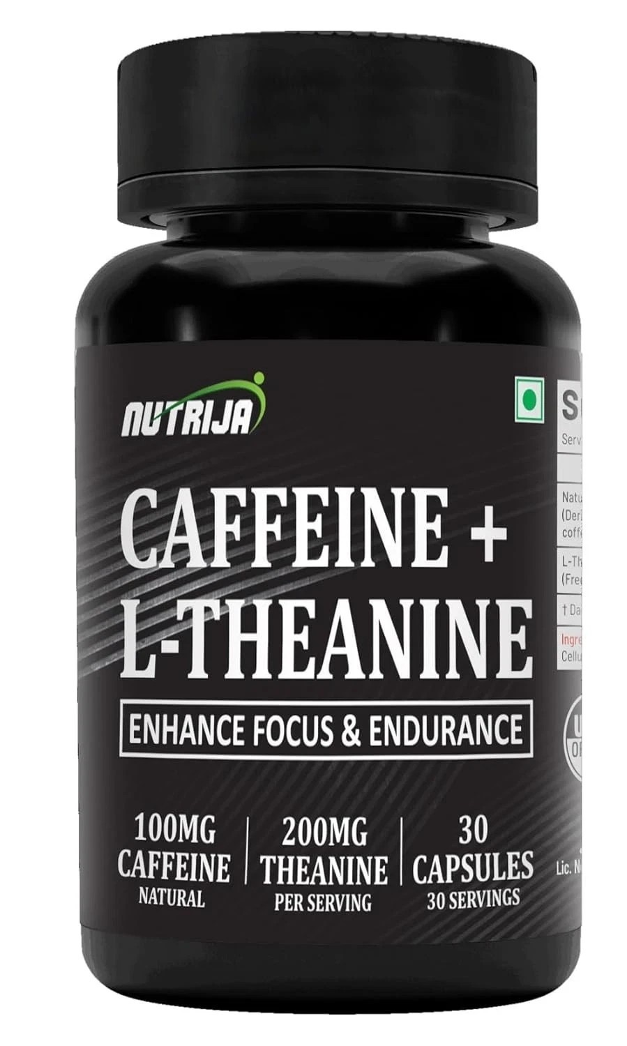NutriJa Natural Caffeine 100MG Plus L-Theanine 200MG – 30 capsules