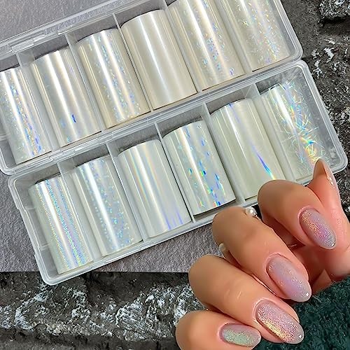 2 Boxes Aurora Nail Foil Clear Laser Glass Fragment Nail Transfer Aurora Style