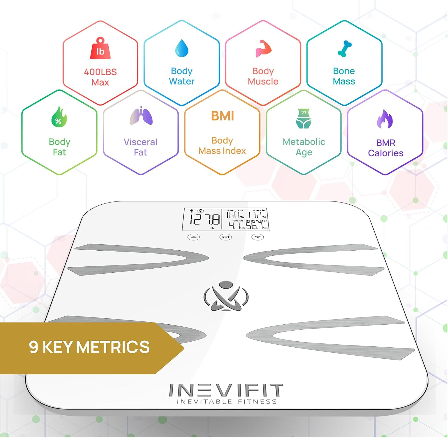 Body Analyzer Scale & Digital Kitchen Scale Fitness Bundle, Complete Body Compos