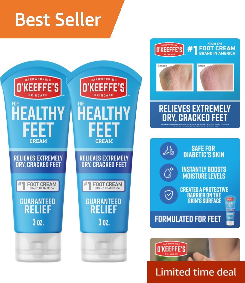O Keeffe’s Healthy Feet Foot Cream 2-Pack – Instant Relief & Repair for Crack…