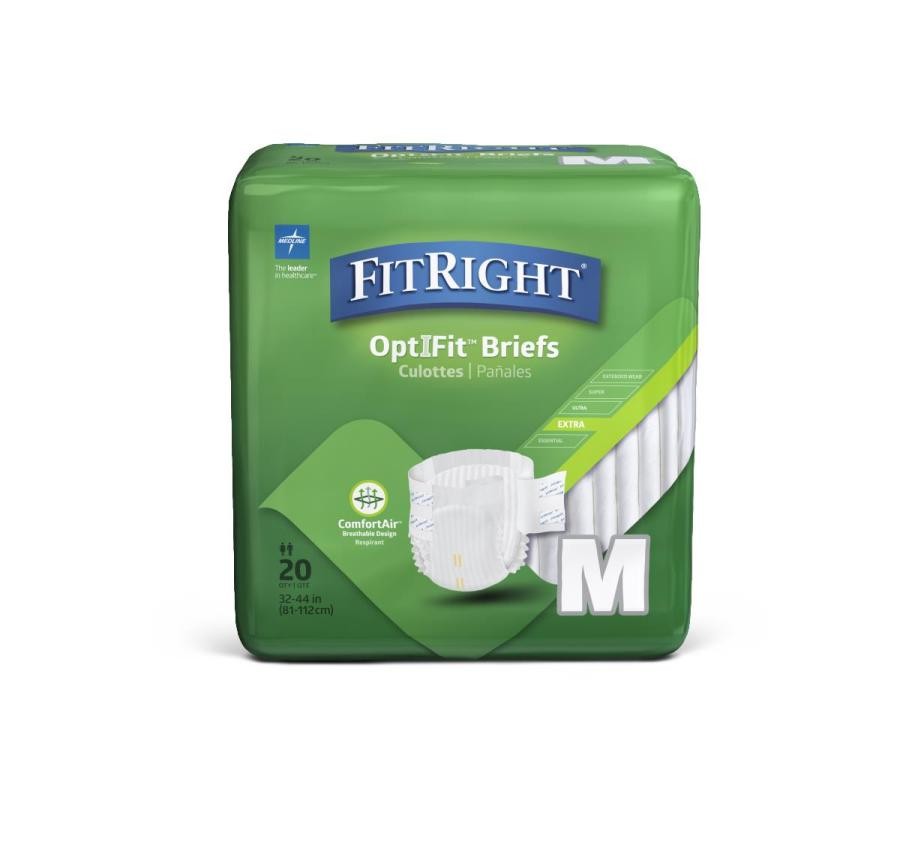 Medline FitRight OptiFit Briefs Adult Unisex Medium Heavy Absorbency Dispose 80