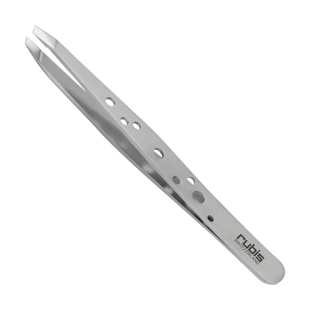 Classic Stainless Steel Slanted Tweezers for Precise Eyebrow & Hair Removal – Si