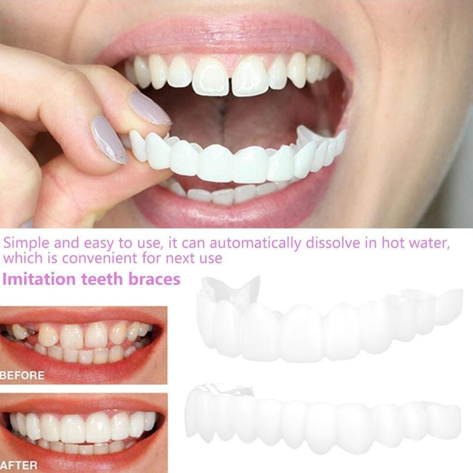 Perfect Smile Top And Bottom False Teeth Veneers Cover Instant Cosmetic Clip Up