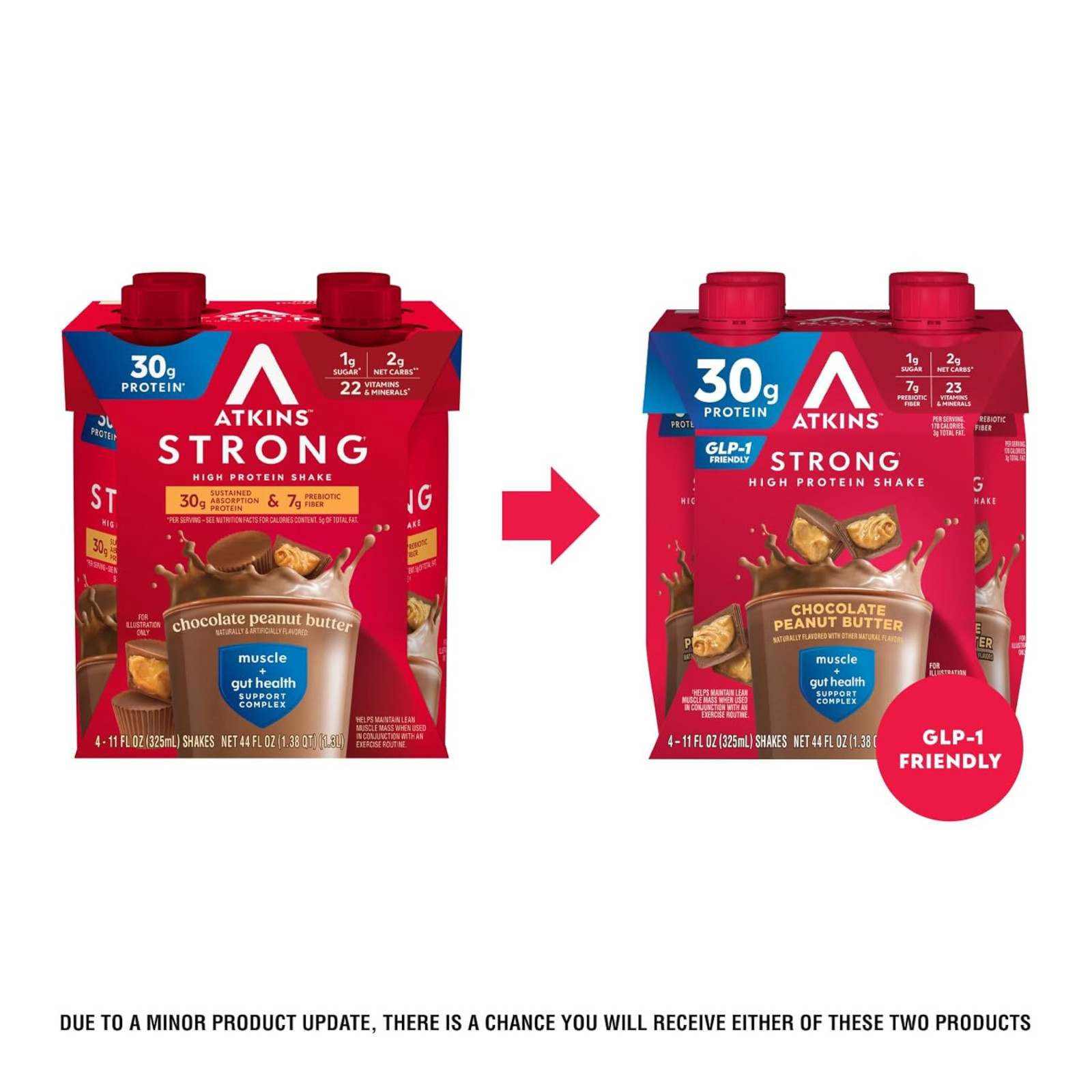 (3 Pack of 4 count) Atkins Strong High Protein Shake, Milk Chocolate, 30g