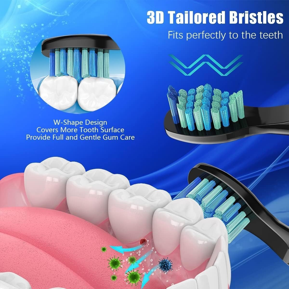10 Pack Toothbrush Replacement Heads Compatible with Fairywill FW-507/508/515