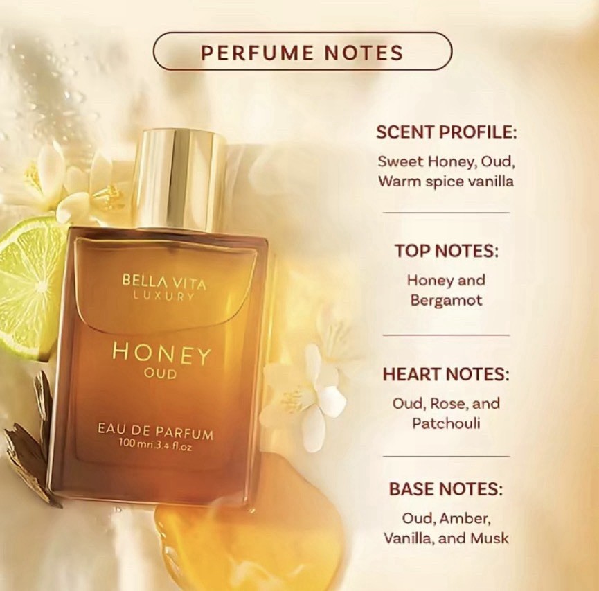 Bella Vita Luxury Honey Oud EDP 100ml | Floral-Spicy | Vegan & Cruelty-Free