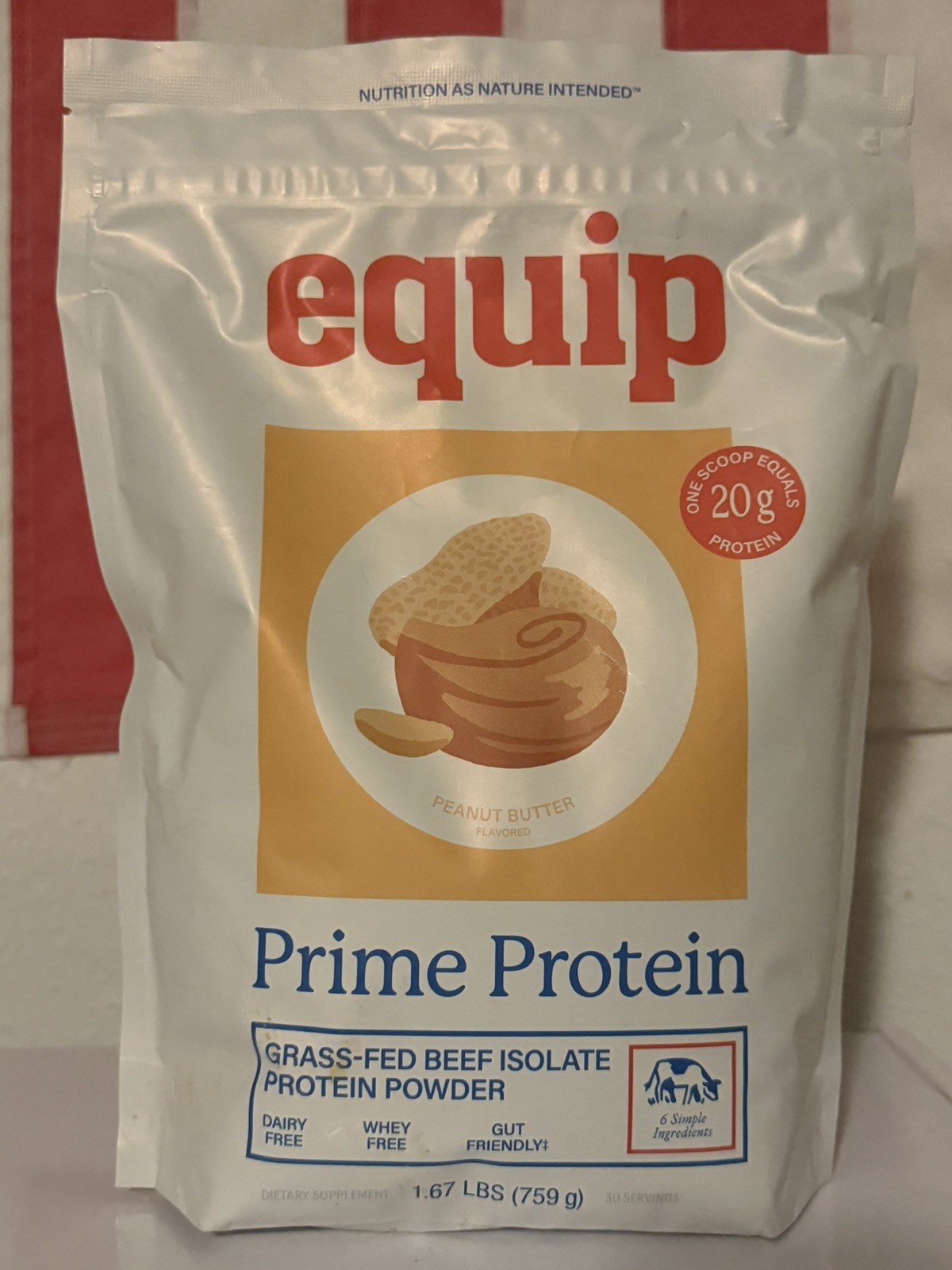 Equip Foods Prime Peanut Butter Protein Powder – Grass-Fed Beef Protein Isolate