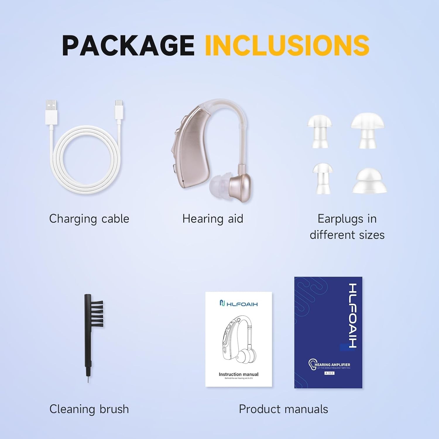 Rechargeable Digital sound amplifier BTE Hearing aid smart noise reduction HD