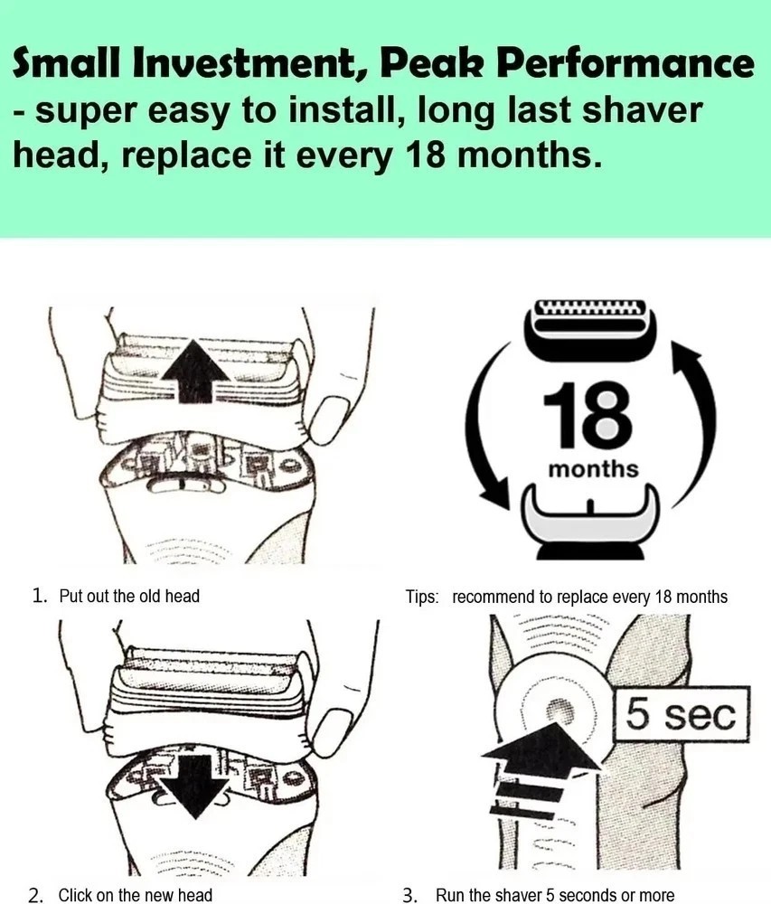 Series 3 21B Replacement Shaver Head for Braun, Foil & Cutter Razor Replacement