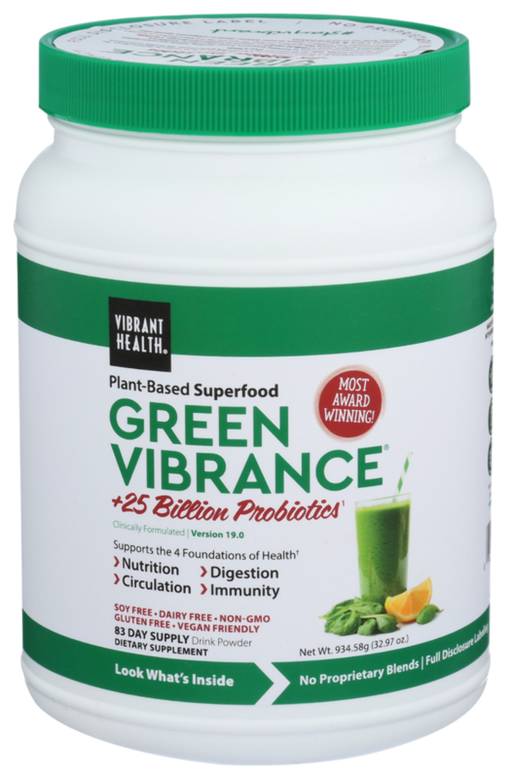 Vibrant Health – Green Vibrance 83-serving powder, 934.58g (32.97 oz.) EXP 11/27