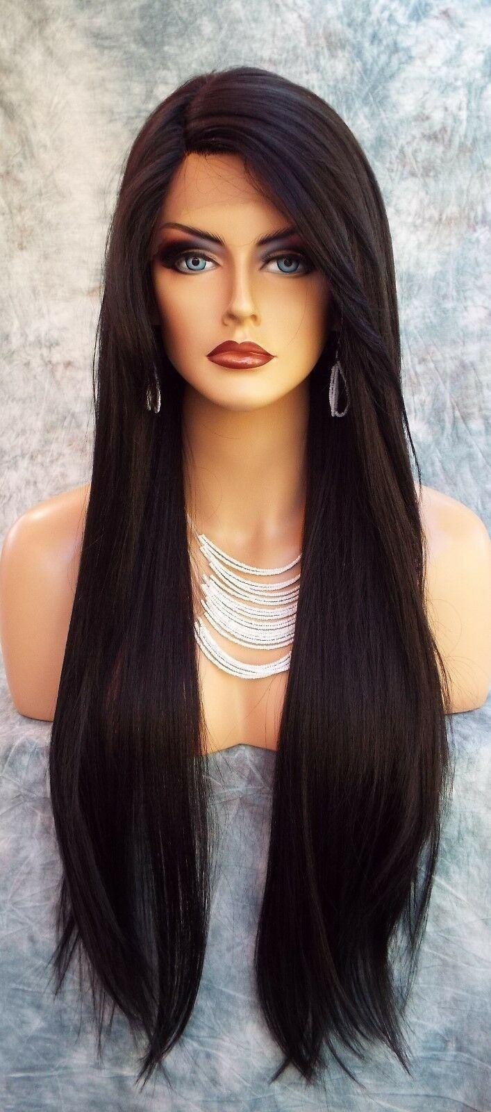 LACE FRONT C PART STRAIGHT WITH SIDE BANG WIG CLR 1B GORGEOUS SEXY 480