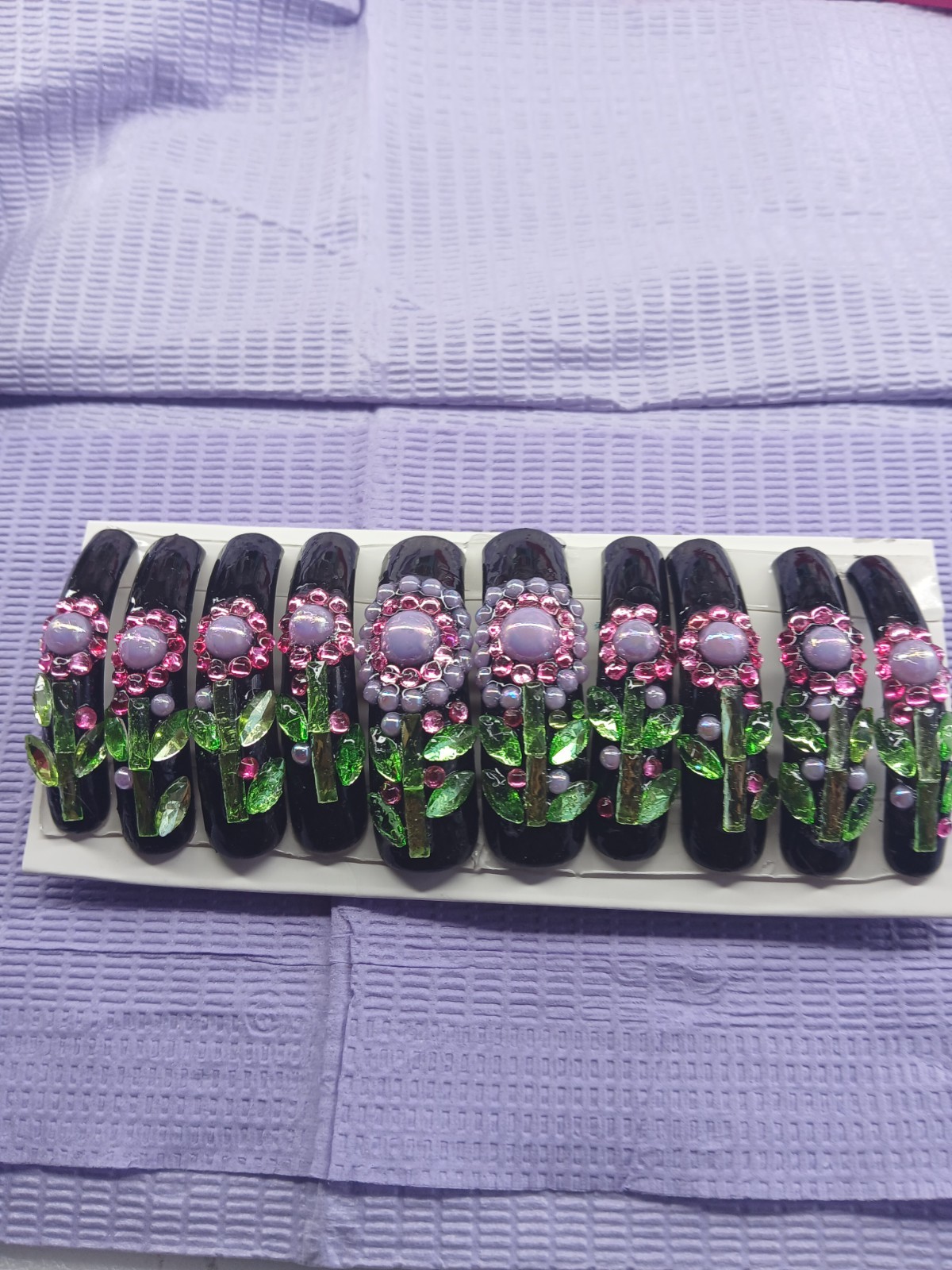 Handmade Rhinestone XXXL Curved Press On Nails