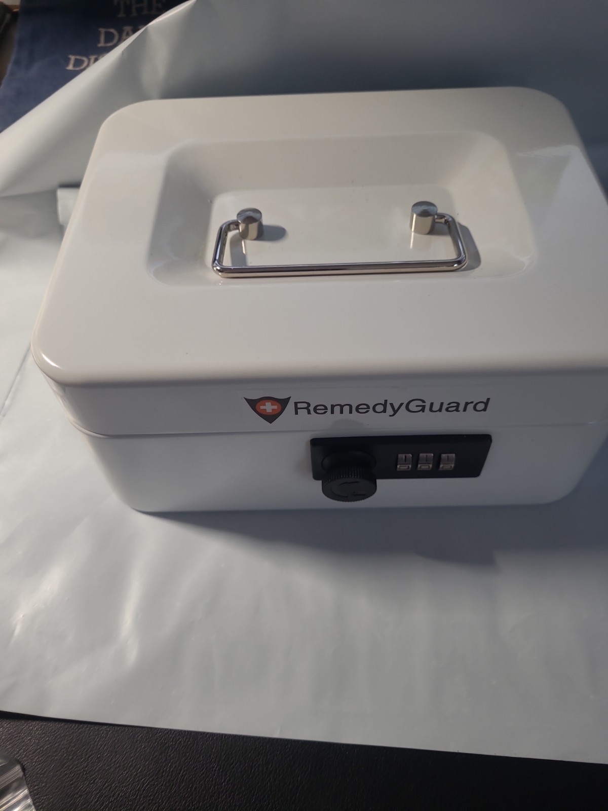 RemedyGuard Combination Lock Box White Stackable Easy Carry Solid Metal