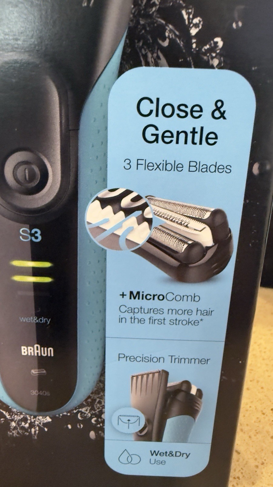 Braun Series 3 ProSkin Precision Trimmer Rechargeable Wet & Dry Blue/Black