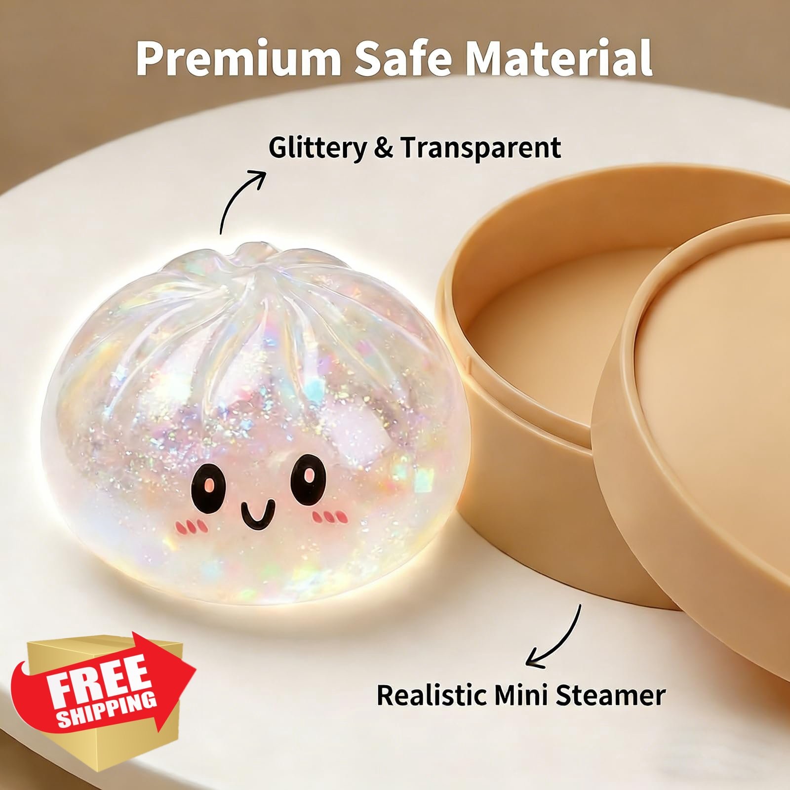Generic Glitter Dumpling Squishy White Toy