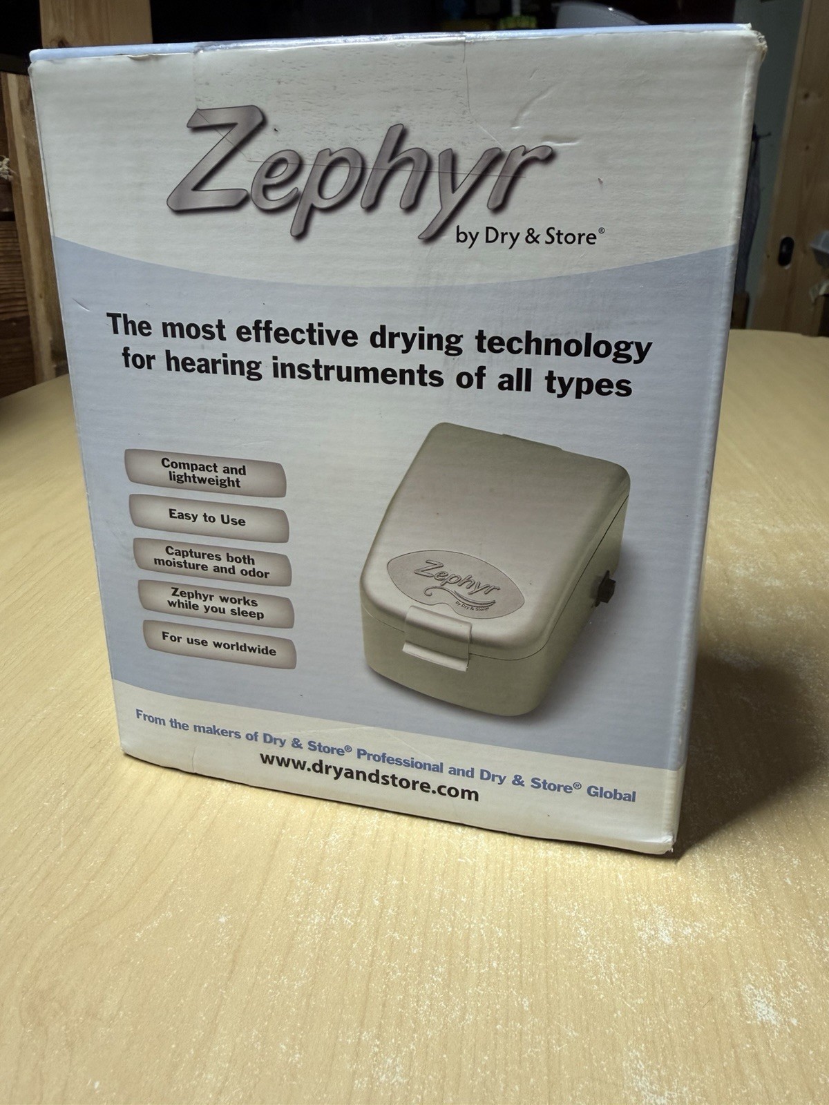 ZEPHYR BY DRY & STORE HEARING AID AIDS DRYER DRYING STORAGE CASE NEW – OPEN BOX