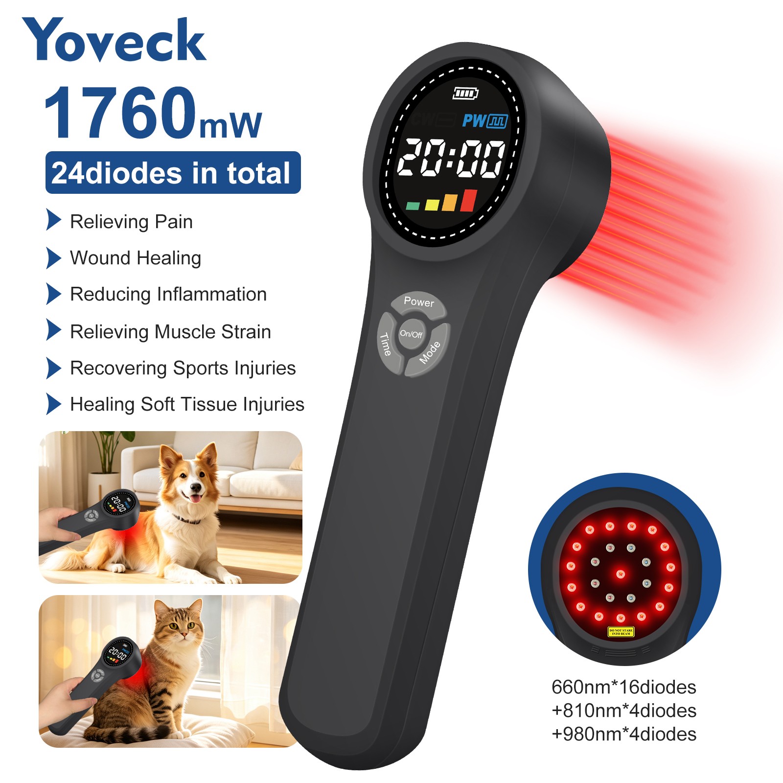 1760mW LLLT Cold Laser Therapy for Knee Shoulder Neck Back Wrist and Elbow Aches