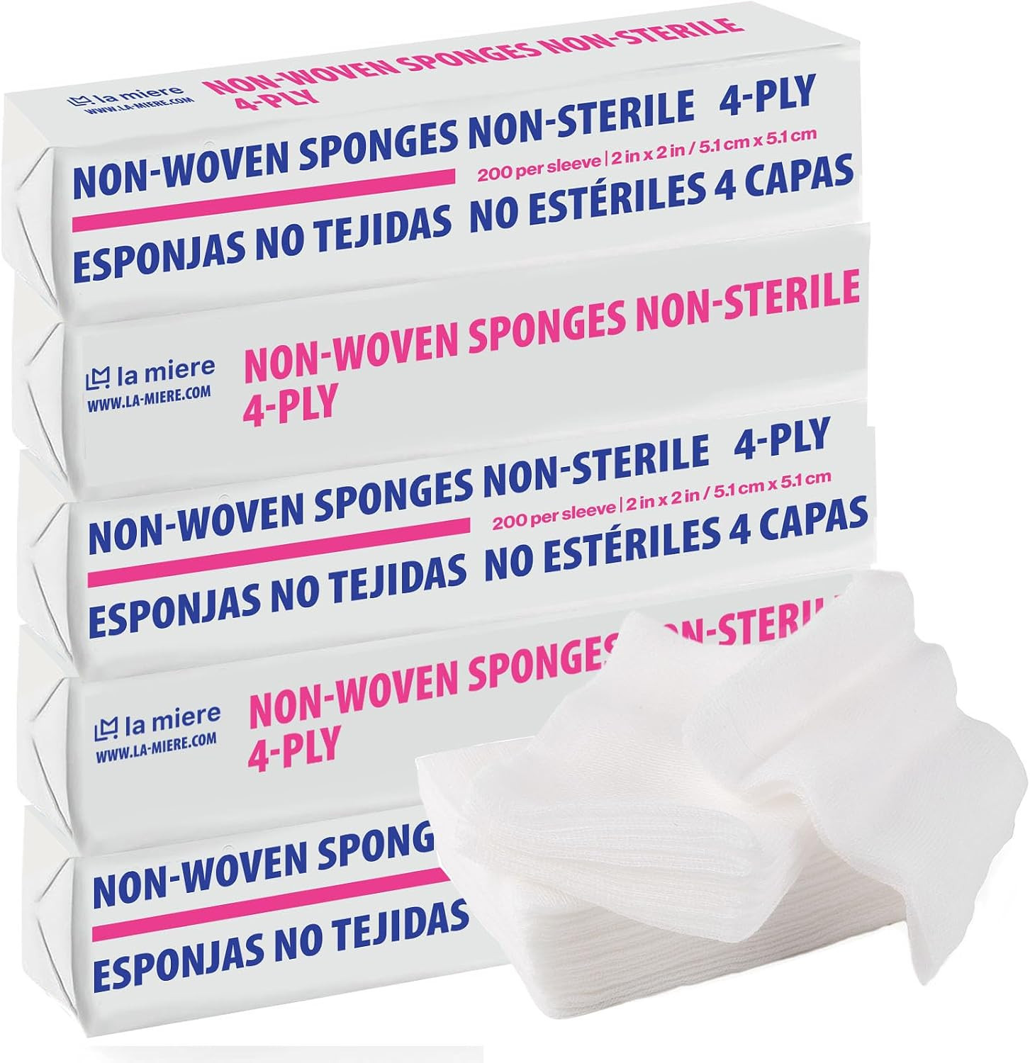 4″X4″ 200 Pack Non-Woven Sponges 4-Ply Medical Sponges Non-Sterile