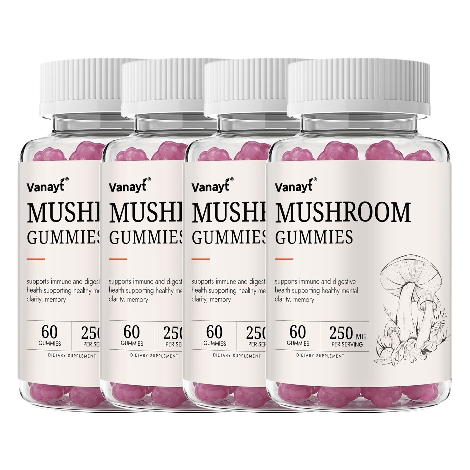 10x Mushroom Complex Supplement, Lions Mane, Reishi, Shiitake, Immune Gummies