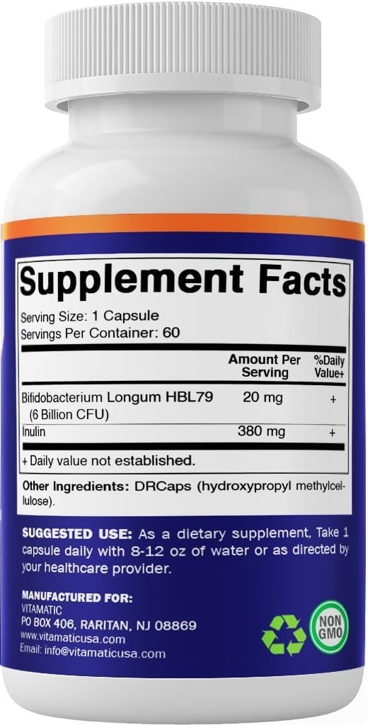 Bifidobacterium Longum Probiotic – 6 Billion CFU Capsules for Intestinal Health