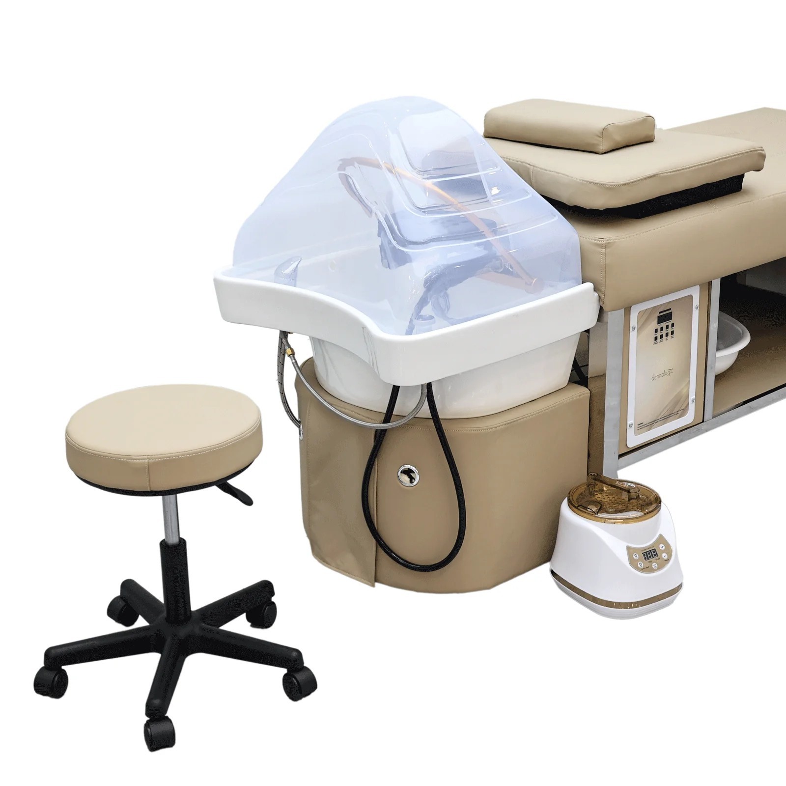 Head Spa Bed Shampoo Bed with water flow,Shampoo Backwash Unit Khaki