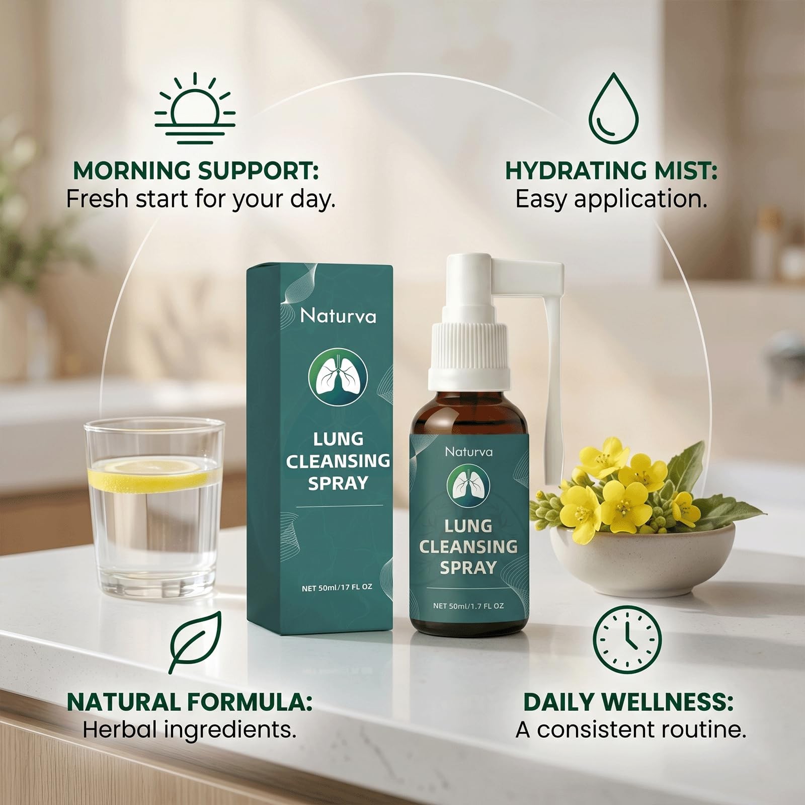 Naturva Lung Cleansing Spray,Calendula Leaf Extract 1 Fl Oz (Pack of 1), 1pcs