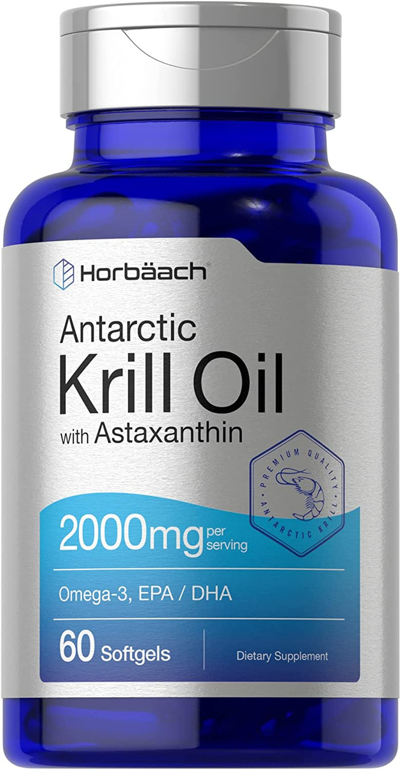Horbäach Antarctic Krill Oil 2000Mg | 60 Softgel Capsules | Omega-3, EPA, DHA Su