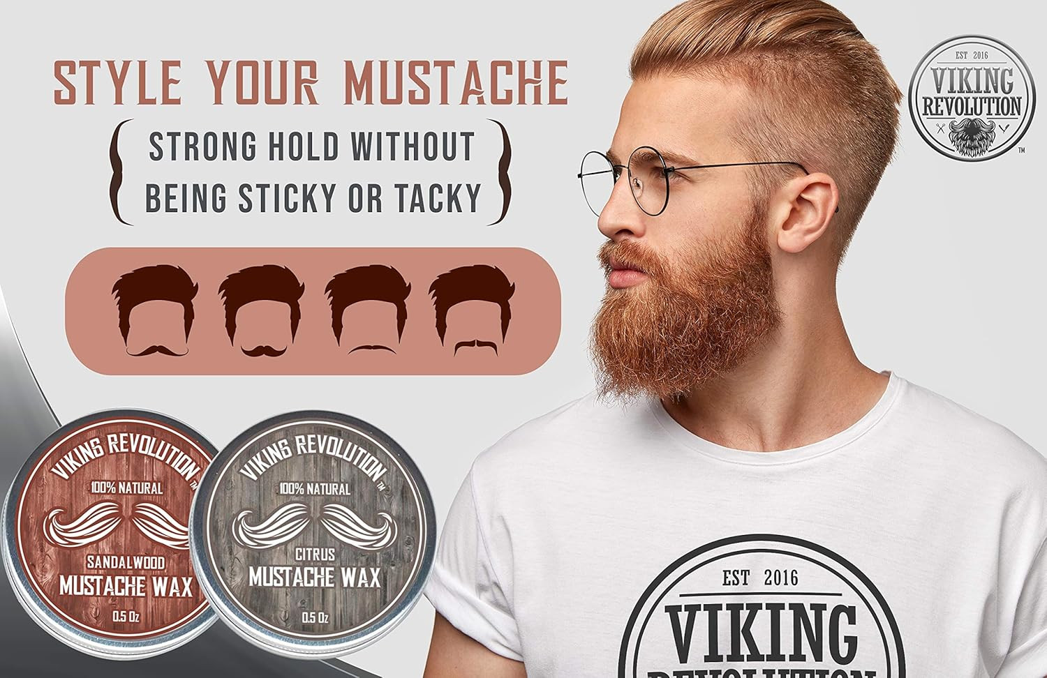 Mustache Wax 2 Pack – Beard & Moustache Wax for Men – Strong Hold Helps Train Ta