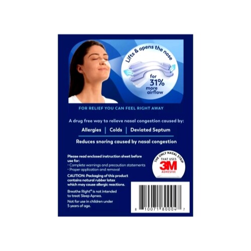 6 Pack – Breathe Right Nasal Strips, Small/Medium, Clear, 30 Each