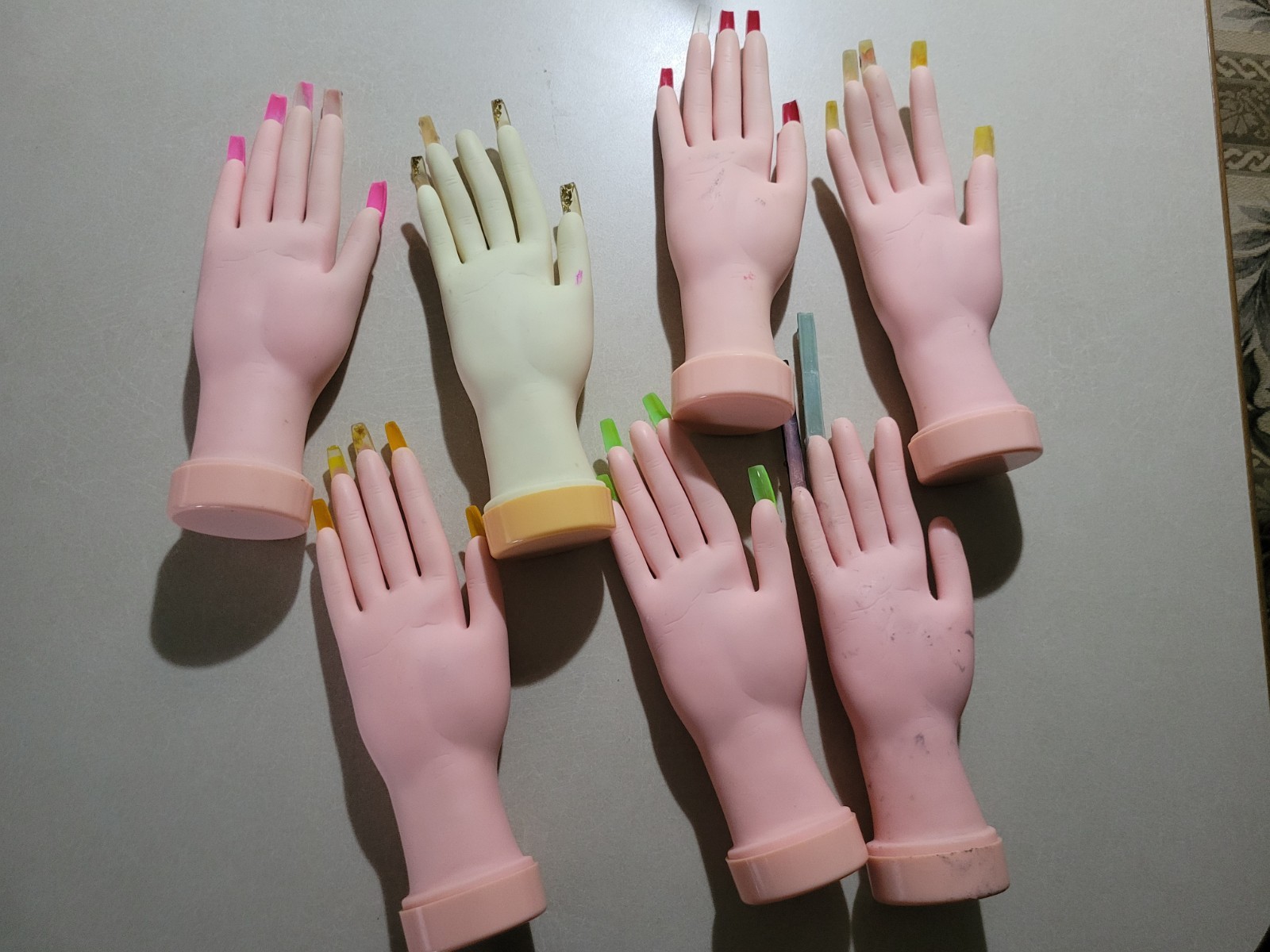 bundle of 7 mannequin hand for nail art practice and display.