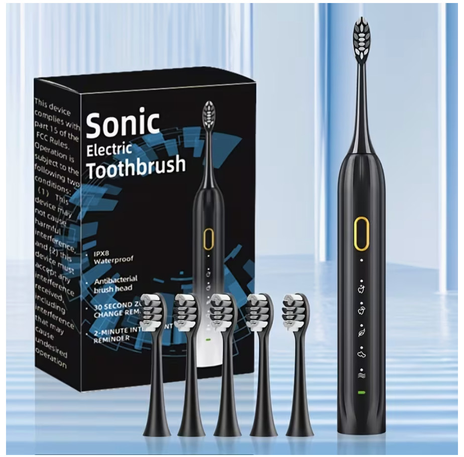 IPX8 Sonic Electric Toothbrush, USB Direct Charging, Couple Style with Replaceab
