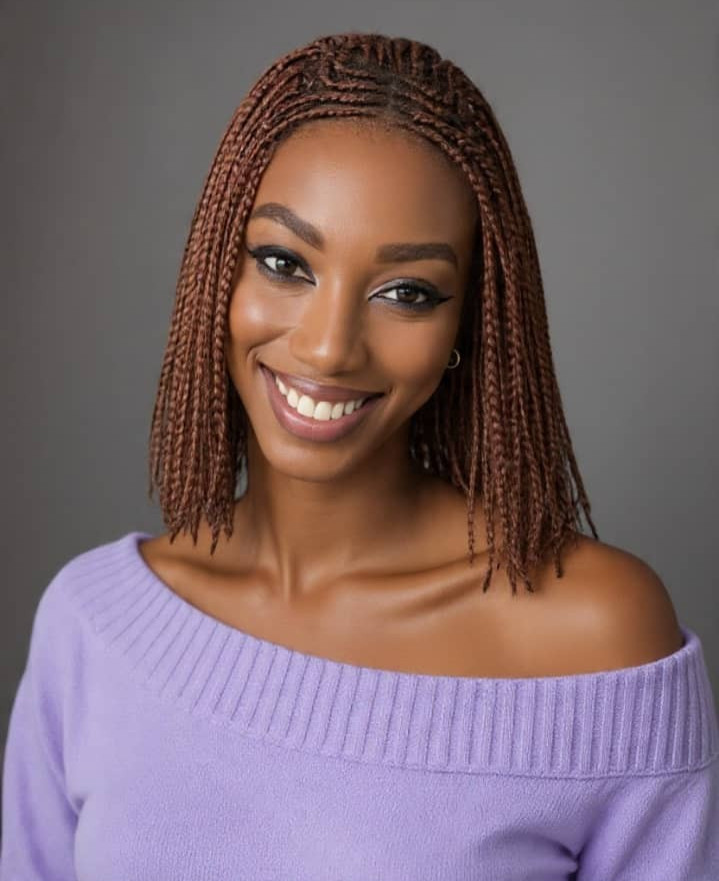 Sophisticated bob braids C-part bone straight human hair