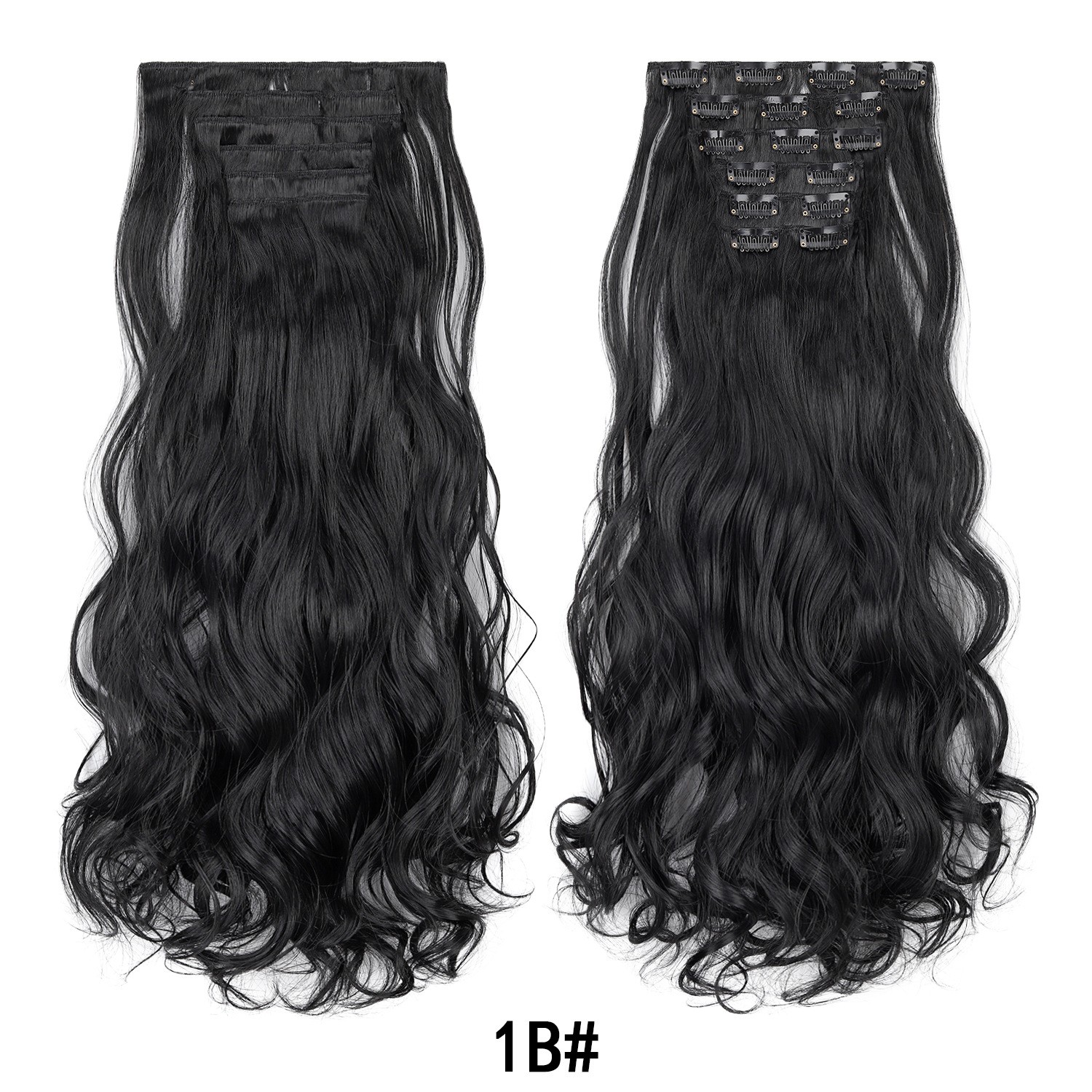 Clip in Black Hair Extensions for Women 6 PCS Curly Wavy Hair Extensions 20inch