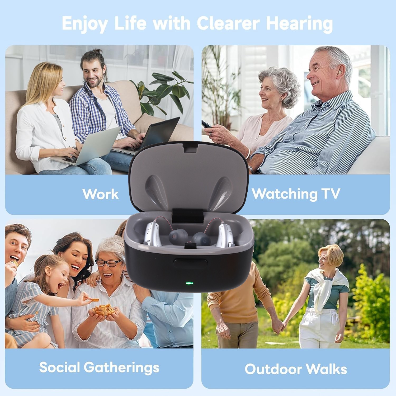 Bluetooth Rechargeable Hearing Aids For Seniors Mild To Moderate Hearing Loss