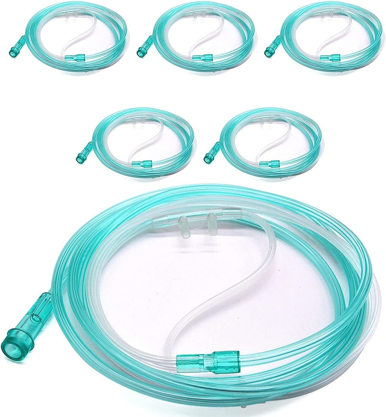 BOX OF 5 (FIVE) 7FT Adult Flexible Tip Soft Nasal Oxygen Cannulas Clear CANROS7