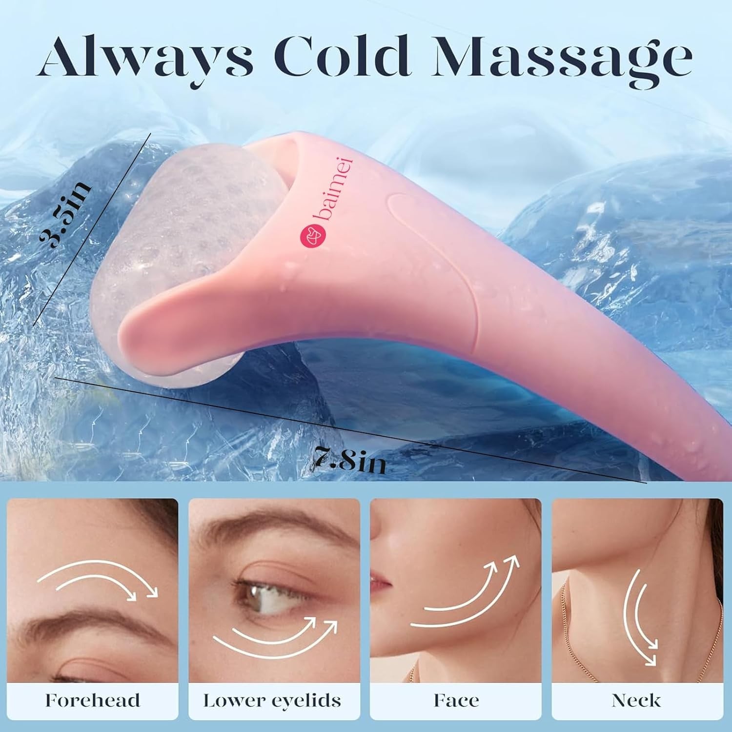 BAIMEI IcyMe Ice Roller for Face and Gua Sha Facial Tool Set, Ice Face Roller
