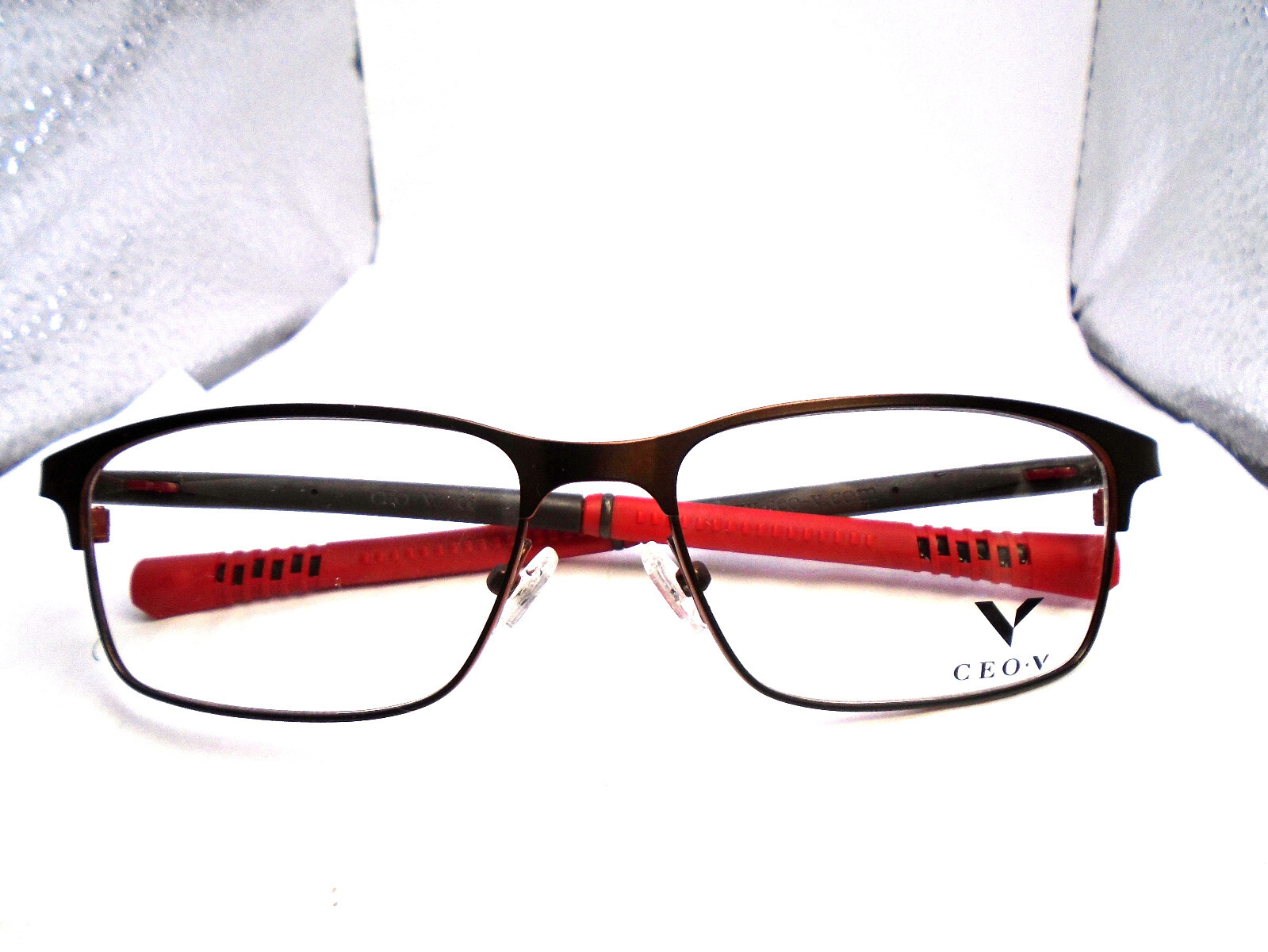 CEO-V Unknown Model Brown/Red Rectangle Eyeglasses Frames 50-17-138