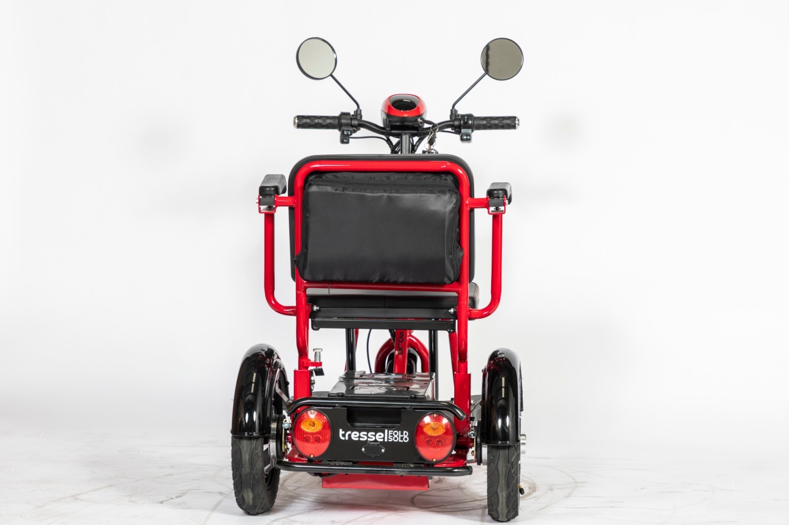Red Tressel Fold Solo 3-Wheel Foldable Electric Scooter w/ Basket & Mirrors