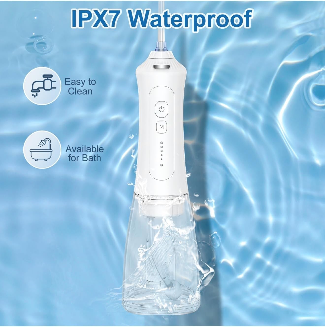 Lightweight Cordless Water Flosser with USB Charging and Waterproof Feature